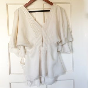 Butterfly Sleeve Silk Blouse